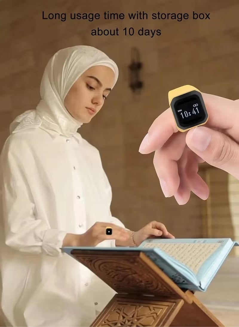 BSTWSH Smart Digital Tasbih Counter Ring 20mm, Metal Zinc Alloy Zikr Ring, Bluetooth Tasbeeh Counter with OLED Display, Vibration Alerts at 33 66 99, Prayer Time Reminder, Rechargeable Charging Case, Long Battery Life, Islamic Zikr & Tasbih Accessory - Image 5